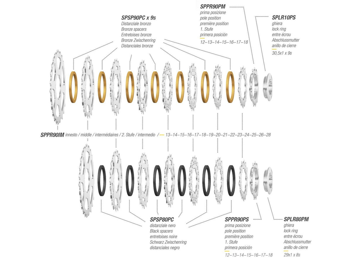 Miche M8 8 speed Cassette In Silver Campagnolo Compatible