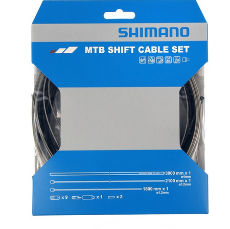Shimano MTB Gear Cable Set With Stainless Steel Inner Wire - Black