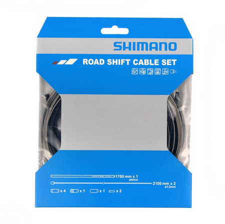 Shimano Road Gear Cableset With Stainless Steel Inner Wire - Black