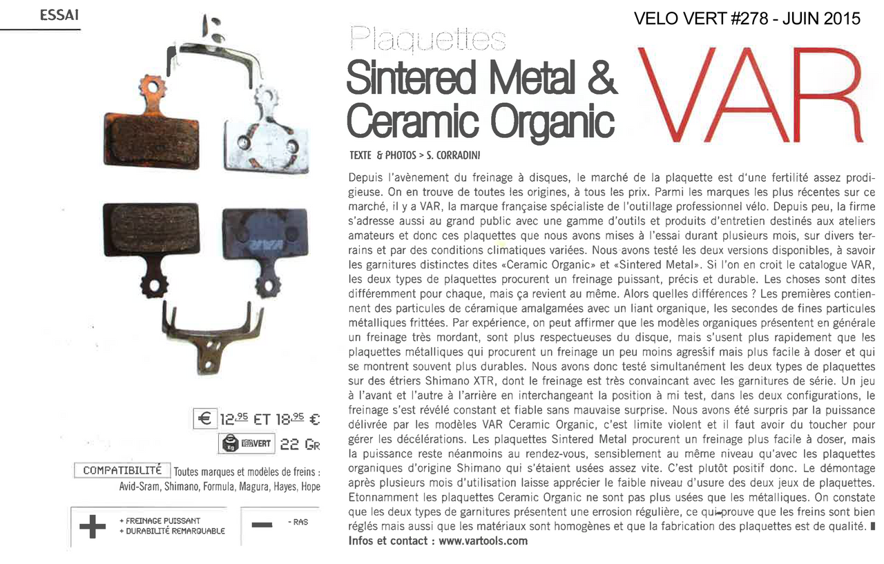 Var Ceramic Organic Disc Brakepads For Sram- Red/Rival/Force And Sram Ultimate Level /TLM MTB