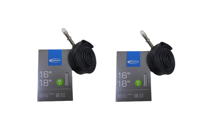 2x Brompton Schwalbe AV4 Inner Tube 16/18 x 1 3/8" Schrader Valve 40mm