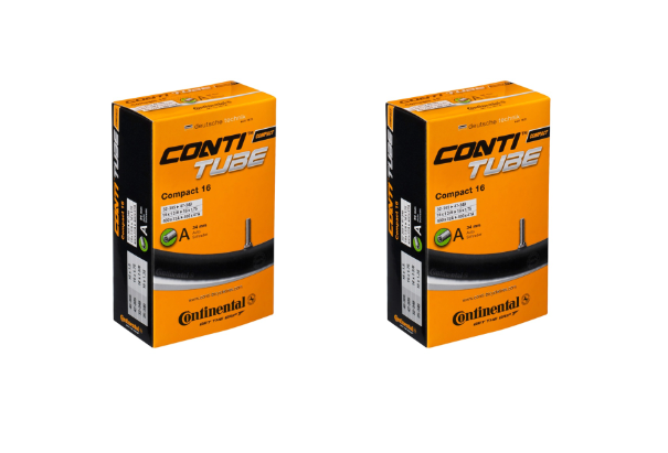 2 x Brompton Continental Compact 16 Tubes 16 x 1 3/8"-16 x 1.75" With 34mm Schrader Valve