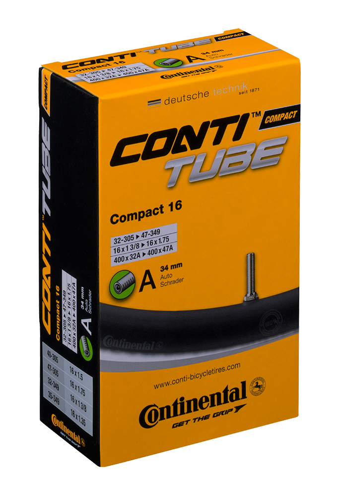 Brompton Continental Compact Tube 16 x 1 3/8" - 16 x 1.75" 34mm Schrader Valve