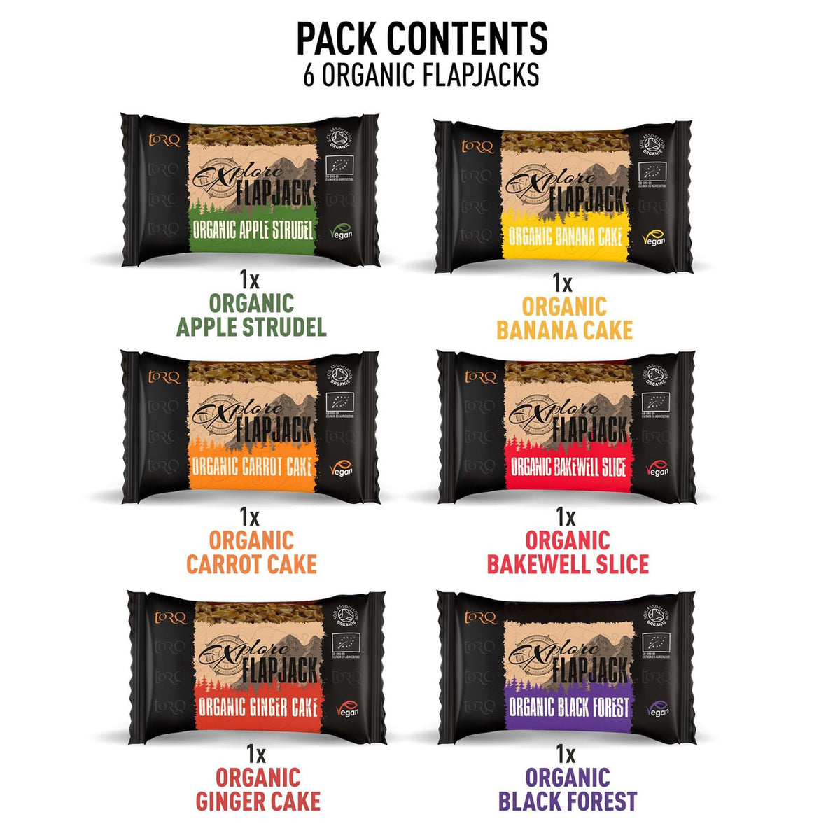 TORQ Explore Flapjacks Sample Taster Pack Of 6 Flavours Vegan Recipe