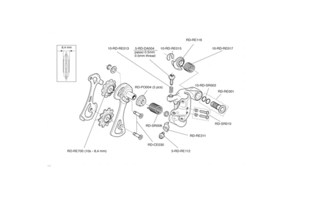 Campagnolo RD-RE116 Derailleur Mounting Sleeve Veloce, Centaur & Athena 10 Speed