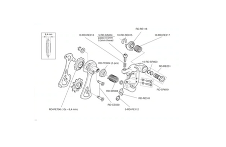 Campagnolo RD-RE116 Derailleur Mounting Sleeve Veloce, Centaur & Athena 10 Speed