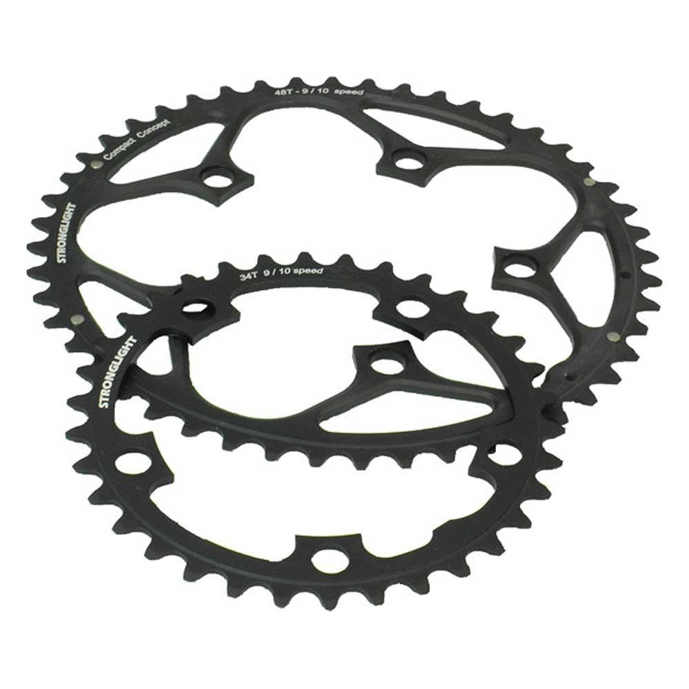 Stronglight Dural 5083 9/10 Speed 110mm BCD Inner/Outer Compact Chainrings 50T 34T In Black