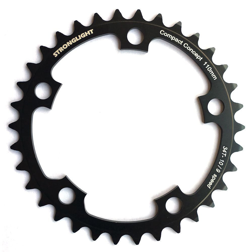 Stronglight Dural 5083 9/10 Speed 110mm BCD Inner/Outer Compact Chainrings 50T 34T In Black