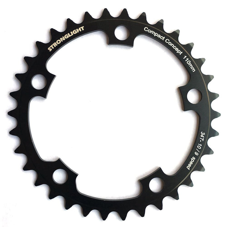 Stronglight Dural 5083 9/10 Speed 110mm BCD Inner/Outer Compact Chainrings 50T 34T In Black