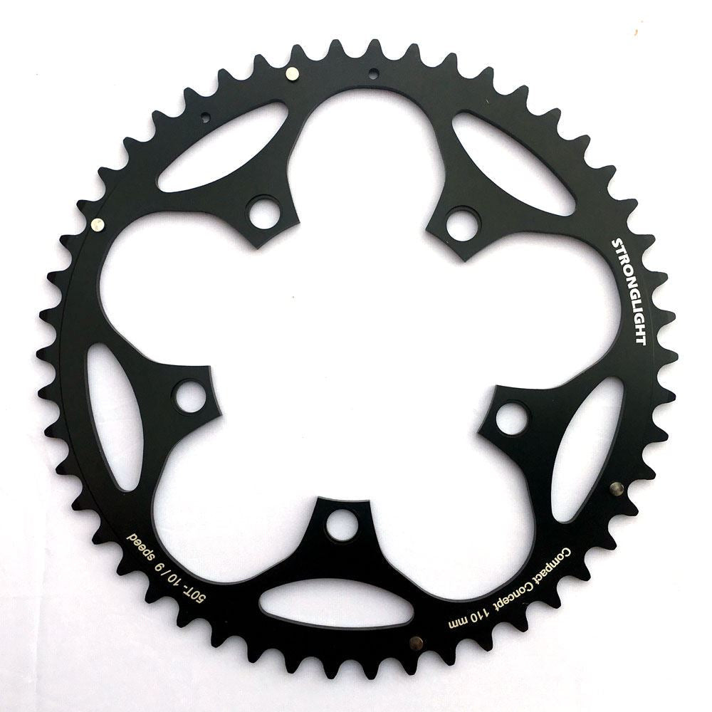 Stronglight Dural 5083 9/10 Speed 110mm BCD Inner/Outer Compact Chainrings 50T 34T In Black