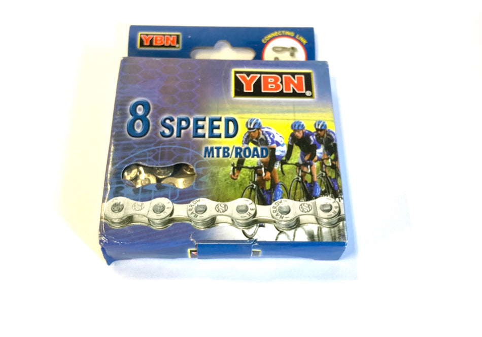 YBN S8 S 8 speed Road/MTB Chain In Silver/Brown With Missing Link