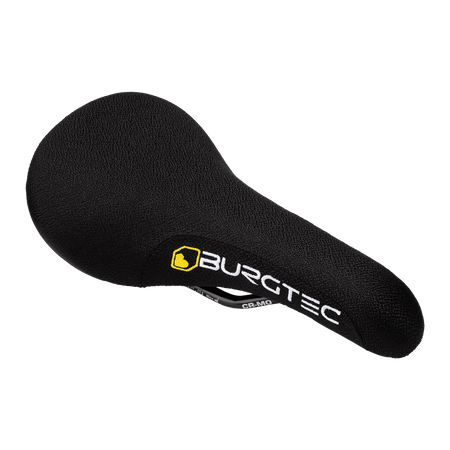 Burgtec The Cloud Boost dirt jump bike saddle designed for maneuverability and comfort during dirt jumping and bike park laps.
