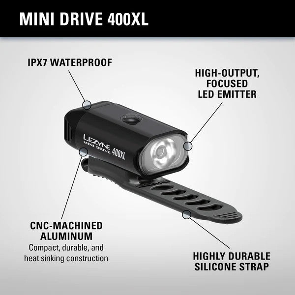 Lezyne Mini Drive 400XL Front & KTV Drive+ Rear Lightset