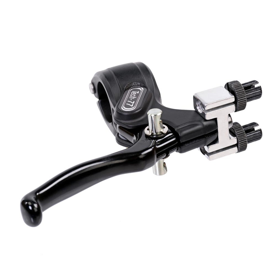 Dia-Compe Tech77W black BMX brake lever with two cable pull for U-brakes and sidepull calipers.