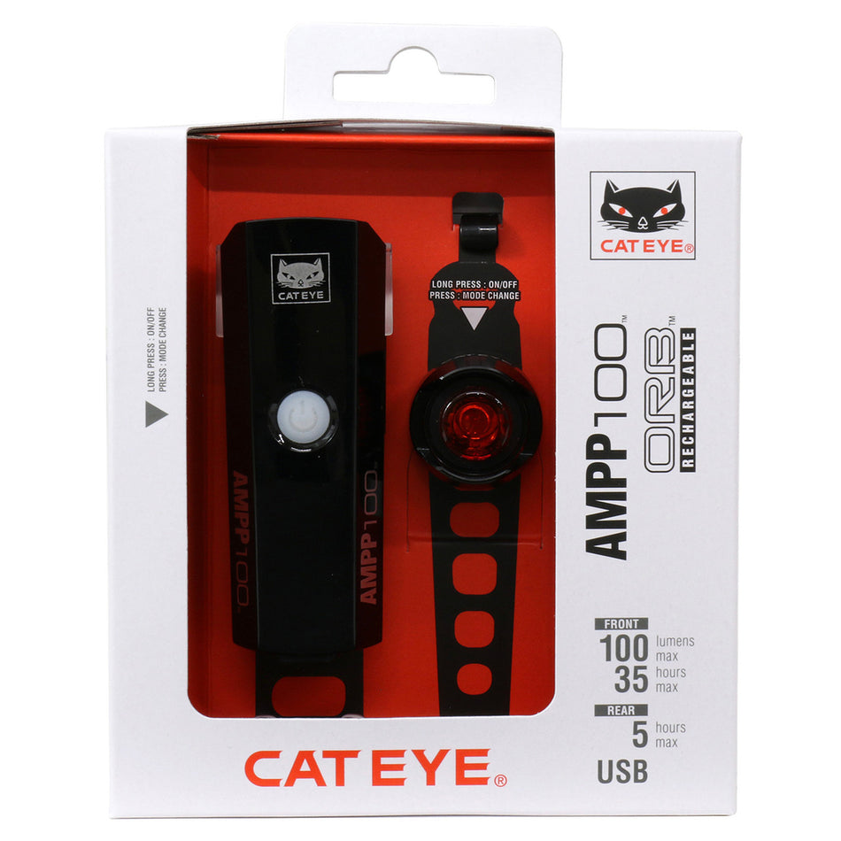 CatEye AMPP 100 / Orb Rechargeable Bicycle Light Set | GRAVEL ROAD MTB