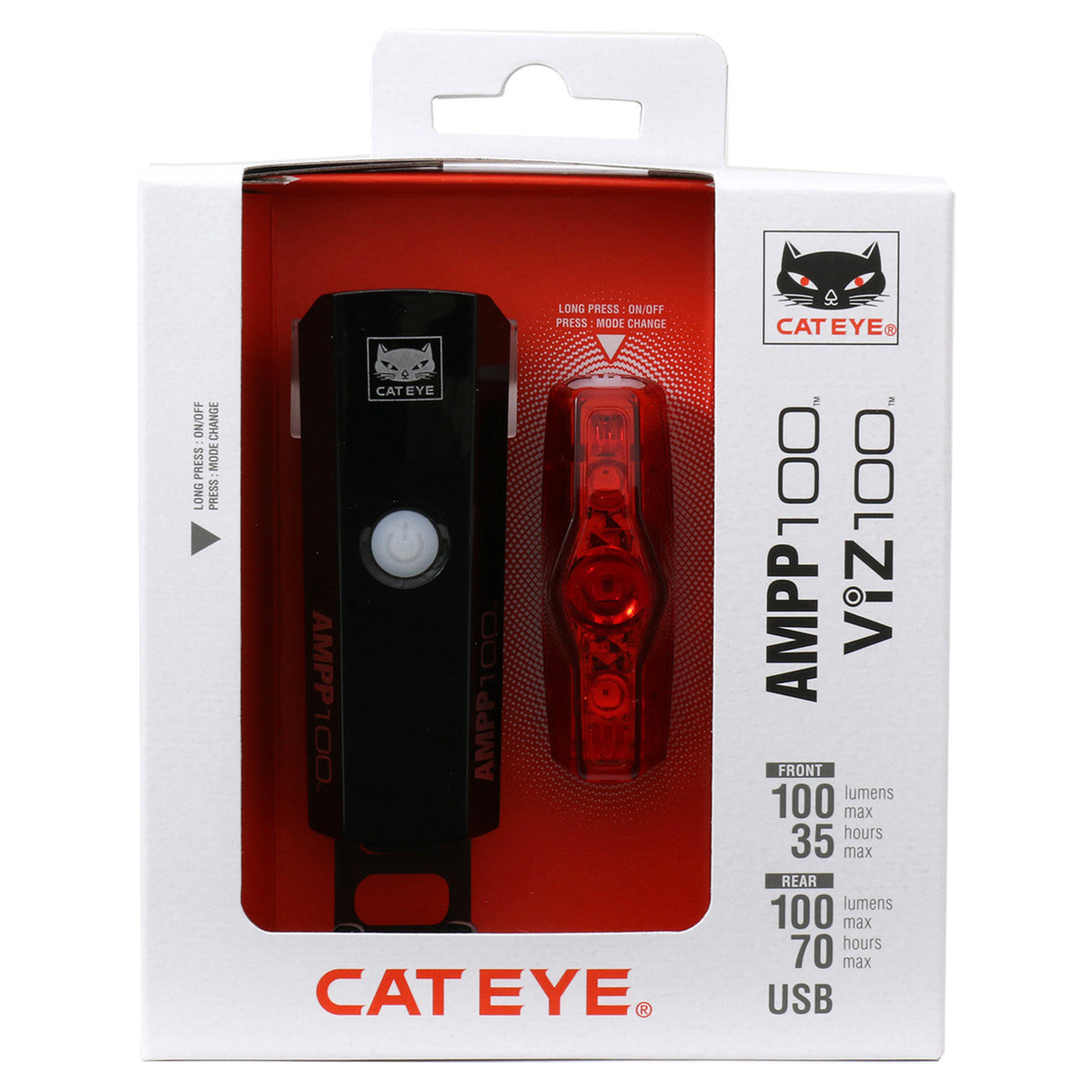 CatEye AMPP 100 VIZ 100 Bicycle Front & Rear Light Set | MTB ROAD GRAVEL