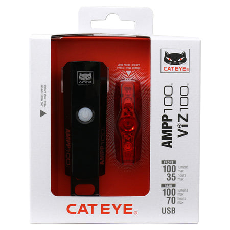 CatEye AMPP 100 VIZ 100 Bicycle Front & Rear Light Set | MTB ROAD GRAVEL