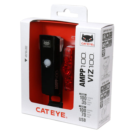 CatEye AMPP 100 VIZ 100 Bicycle Front & Rear Light Set | MTB ROAD GRAVEL