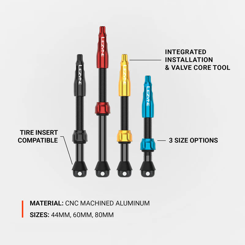 Lezyne CNC Tubeless Pro TLR Valves For Road, MTB , Gravel