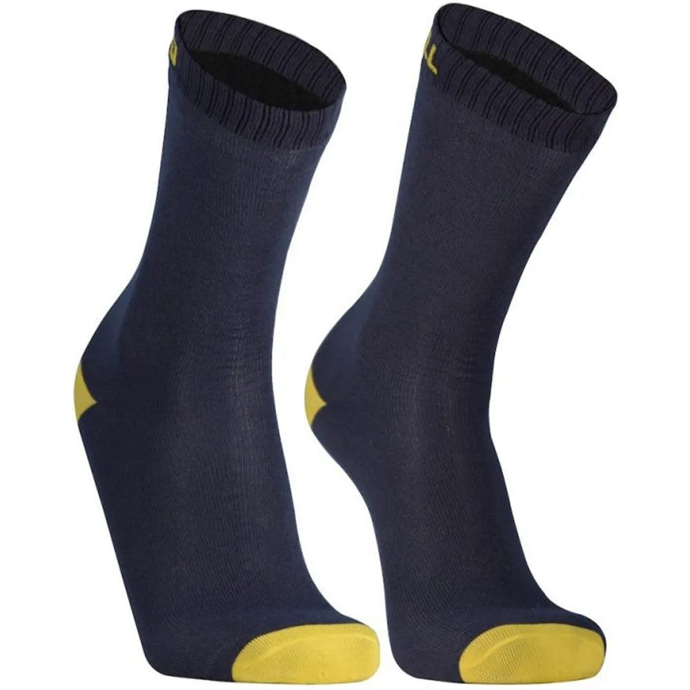 Dexshell Ultra Thin Crew Waterproof Cycling Socks In Navy/Lime/Yellow