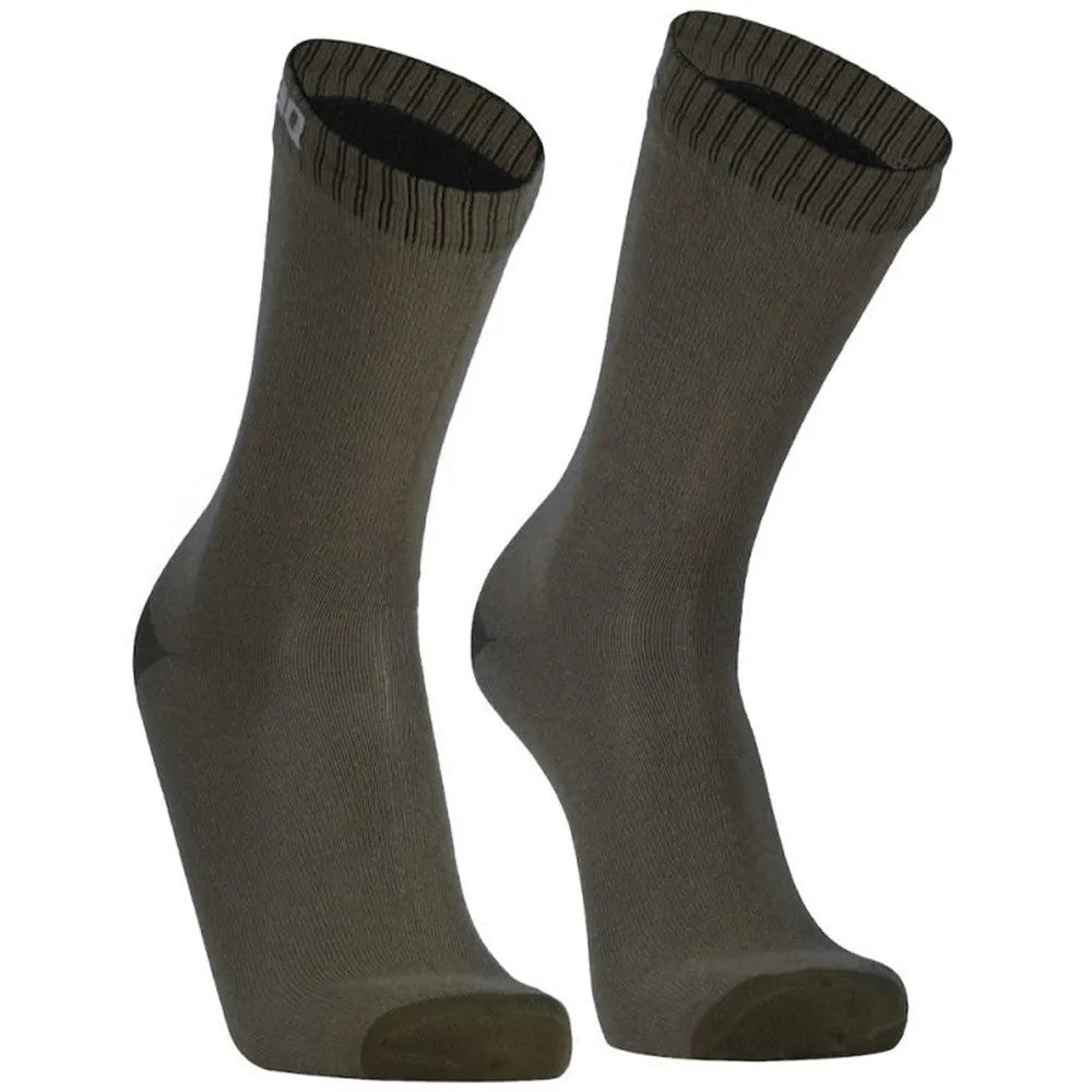 Dexshell Ultra Thin Crew Waterproof Cycling Socks In Olive Green