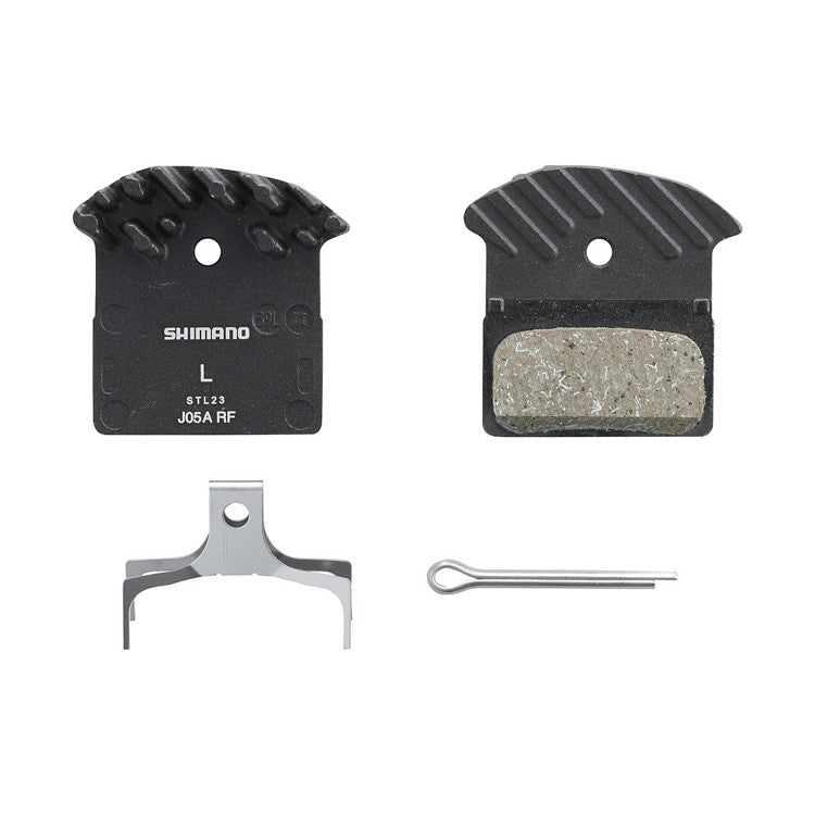 Shimano J05A-RF XTR / SLX / Deore Disc Pads & Spring Alloy Back with Cooling Fins Resin E-Bike Rated
