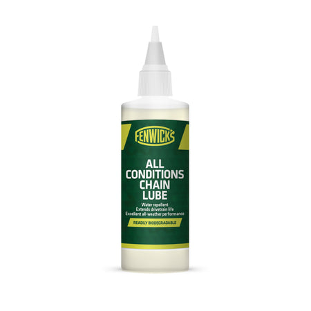 Fenwick's All Conditions Chain Lube 100ml bottle, biodegradable bike chain lube for all weather performance.