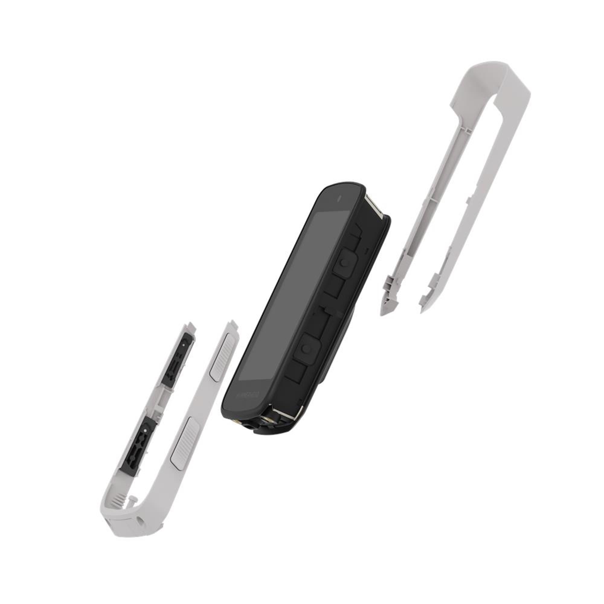 interchangeable Karoo color shells in Frost Gray color, showing installation components and interchangeable design.