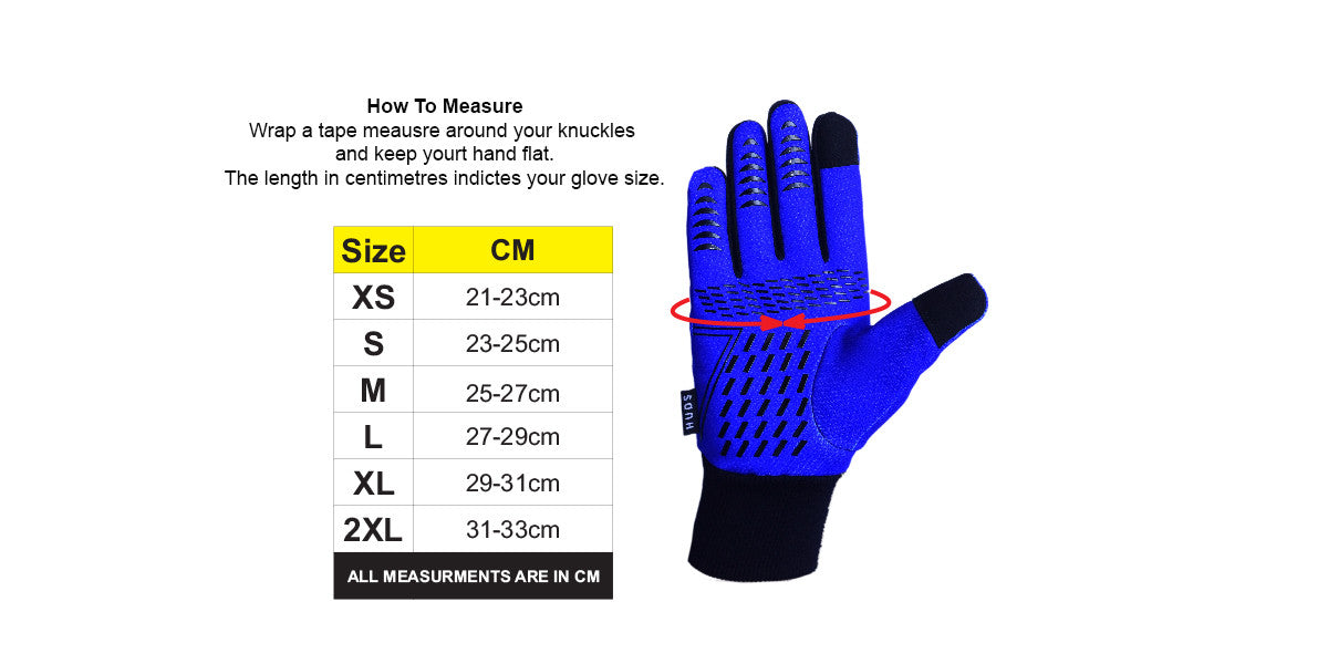 HUDS Wind Stop Thermal Lined Lightweight Warm Cycling Winter Gloves In Blue