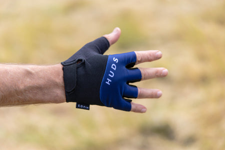 HUDS Fingerless Cycling Mitts In Blue Road, Gravel and MTB