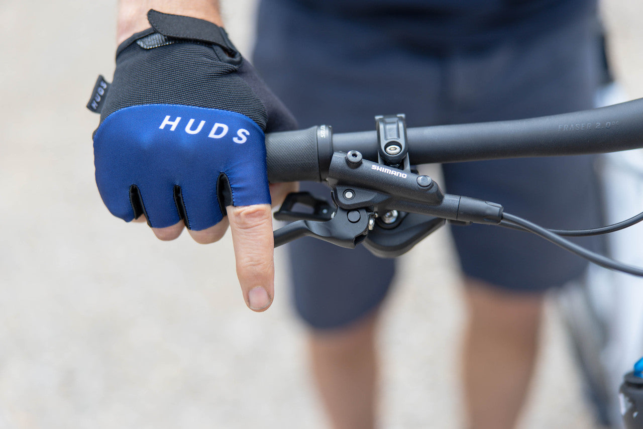 HUDS Fingerless Cycling Mitts In Blue Road, Gravel and MTB