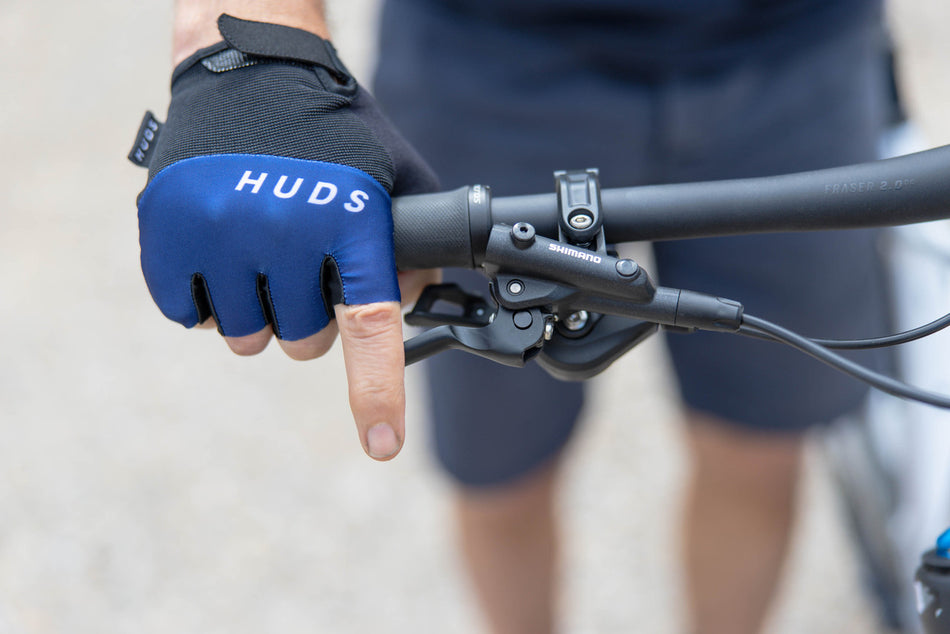 HUDS Fingerless Cycling Mitts In Blue Road, Gravel and MTB