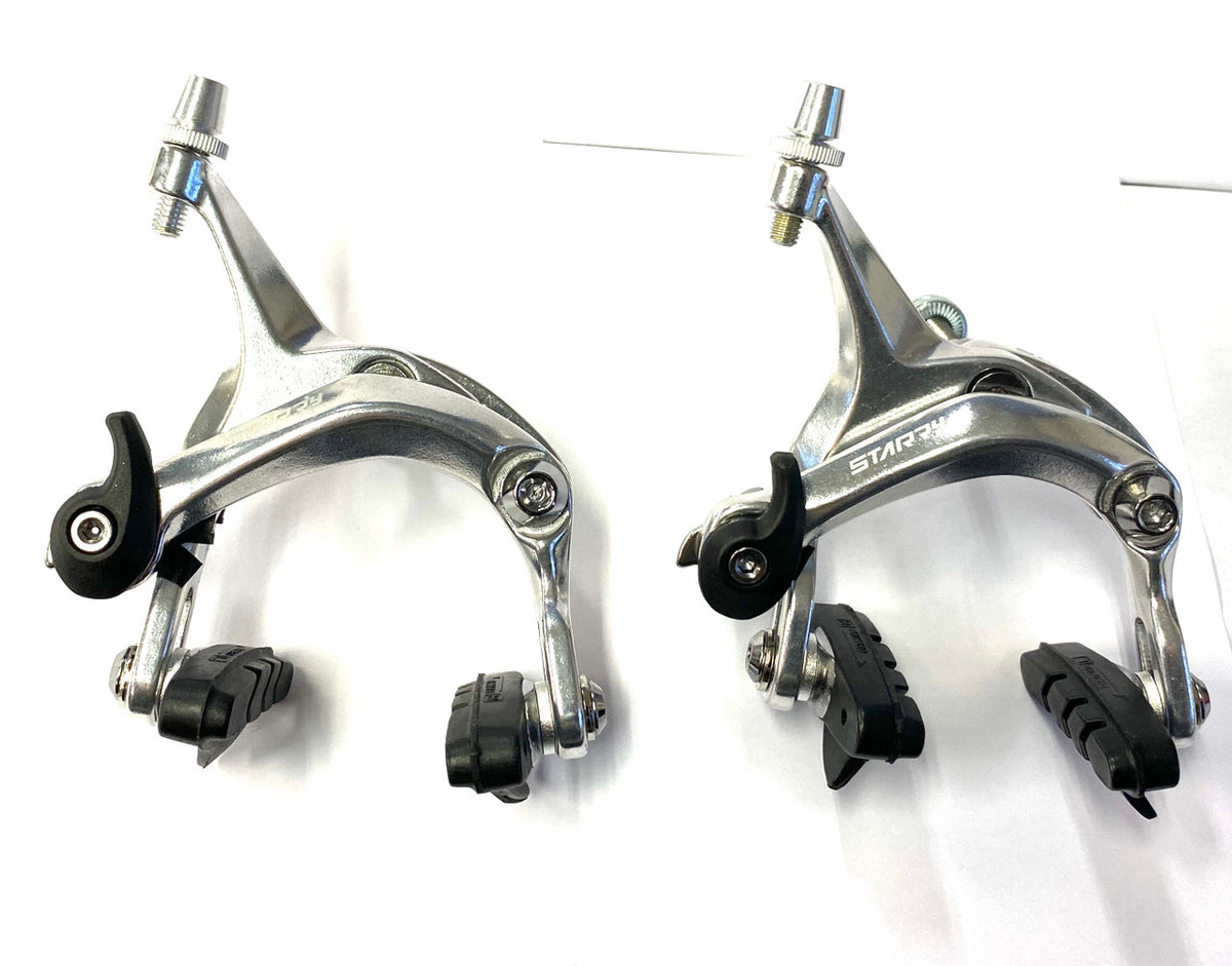 Starry AS 2.4D Dual Pivot Long Drop 47-57mm Front & Rear Caliper Brakeset Hex Nut Fitting In Silver