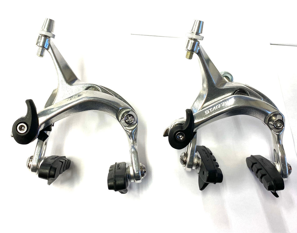 Starry AS 2.4D Dual Pivot Long Drop 47-57mm Front & Rear Caliper Brakeset Hex Nut Fitting In Silver