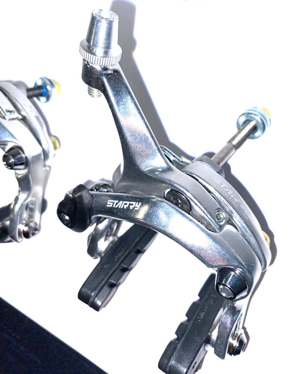 Starry AS 2.4D Dual Pivot Long Drop 47-57mm Front & Rear Caliper Brakeset Hex Nut Fitting In Silver