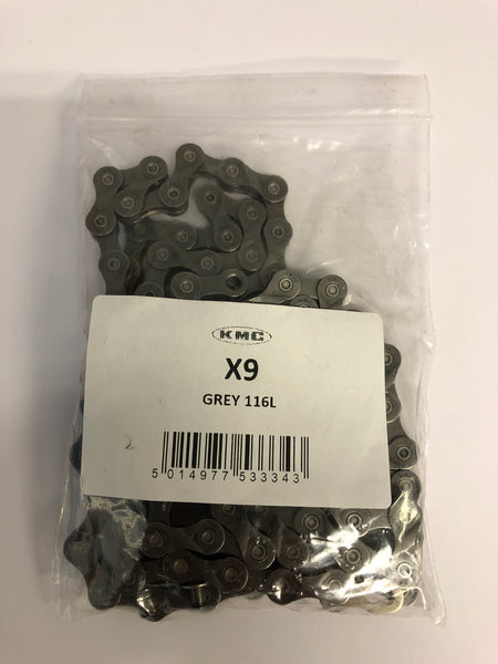 KMC X9 Grey 9 Speed Workshop Chain 116 Links With Missing Link Unboxed