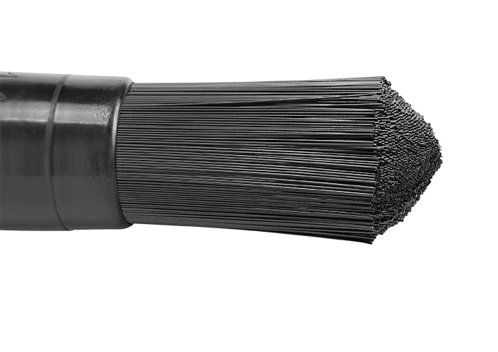 Close-up of the bristles on the Juice Lubes Stiffler drivetrain cleaning brush for bikes.