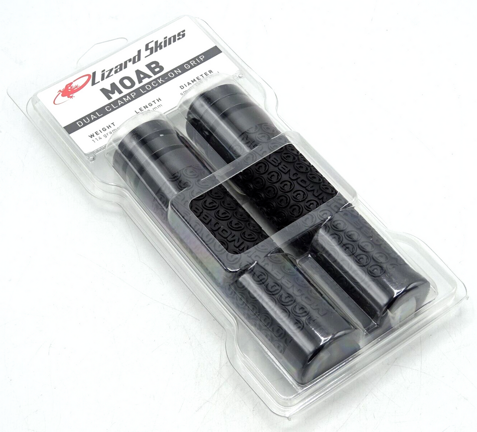 Lizard Skins Moab Dual-Clamp Lock-On BMX MTB Handlebar Grips In Black