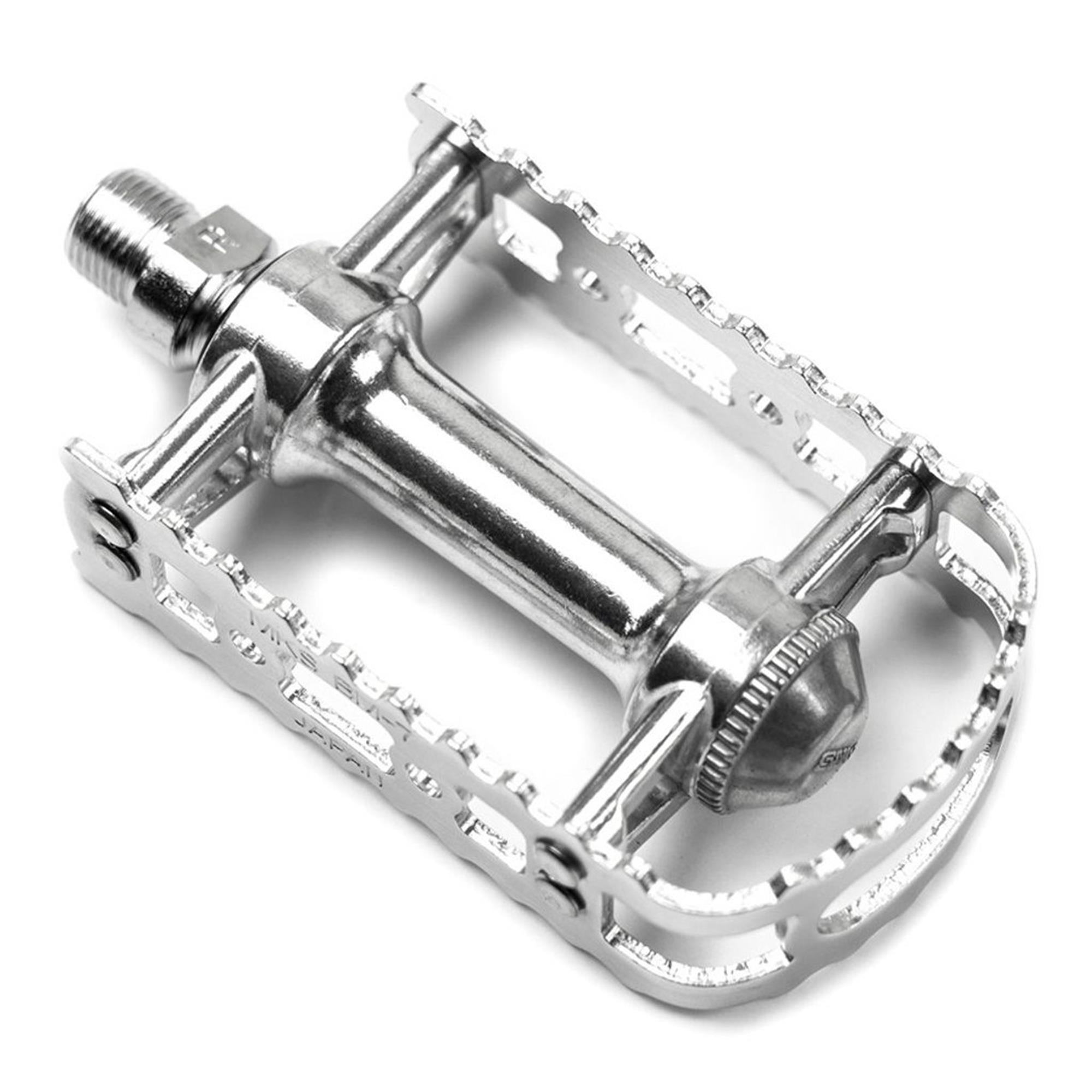 MKS BM-7 BMX pedals showcasing the alloy body and plate design in silver finish.
