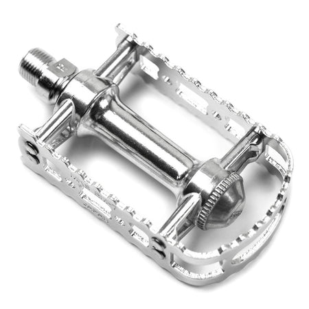 MKS BM-7 BMX pedals showcasing the alloy body and plate design in silver finish.
