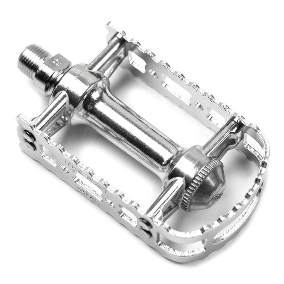 MKS BM-7 BMX pedals showcasing the alloy body and plate design in silver finish.