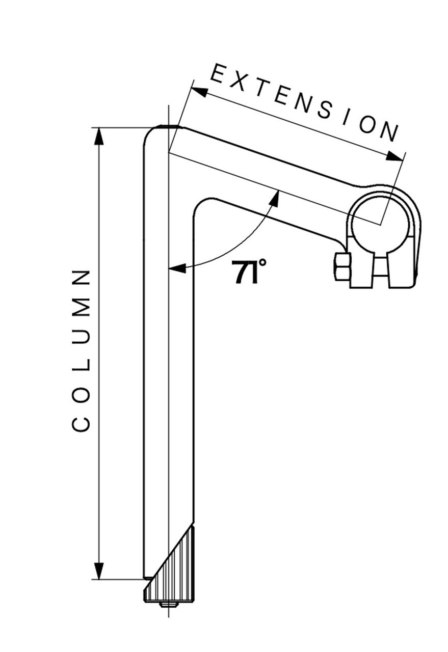 Nitto NTC-150 Technomic 1" Quill Stem | 26mm Bar Clamp | Silver