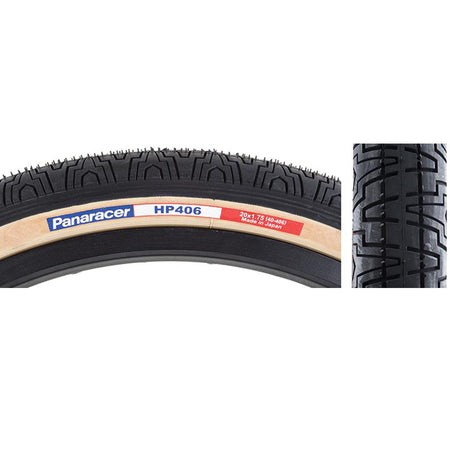 Panaracer HP406 BMX tyre 20 x 1.75 with detailed tread pattern and amber sidewall for excellent grip.