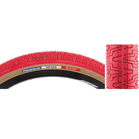 Panaracer HP406 BMX tyre 20 x 1.75 featuring a red gum wall design and detailed tread pattern for enhanced grip.