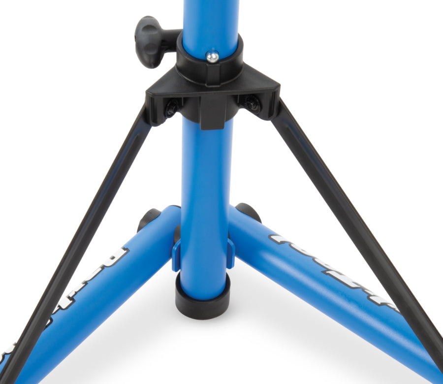 Close-up view of Park Tool PCS-9.3 home mechanic bike repair stand showing base and height adjustment features.