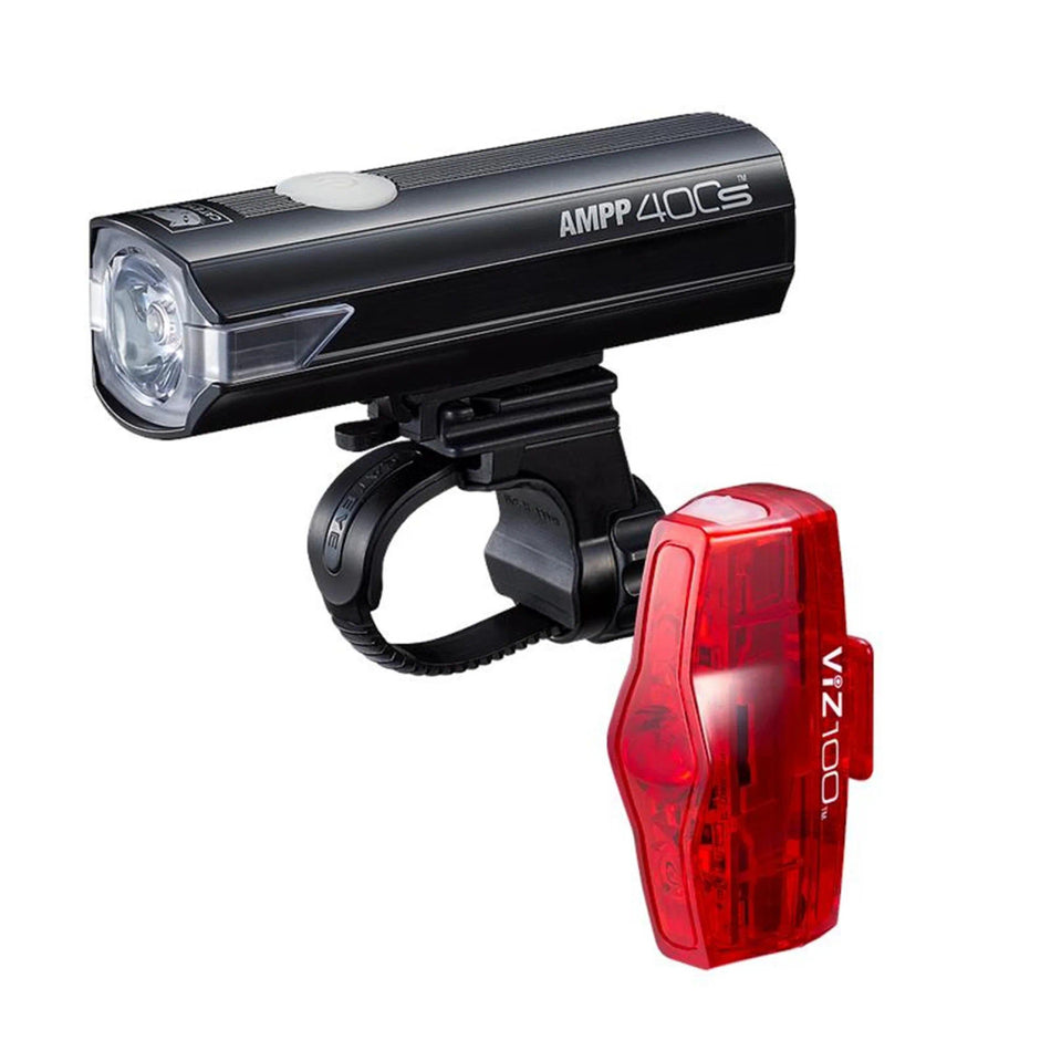 CatEye AMPP 400S / VIZ 100 USB-C Rechargeable Bicycle Front & Rear Light Set | ROAD MTB GRAVEL
