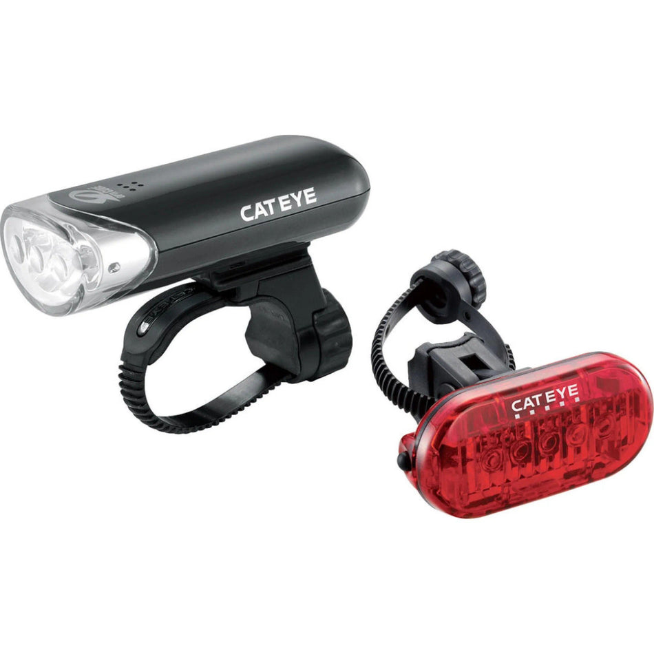 CatEye EL-135 / Omni 5 AA Battery Bicycle Front & Rear Light Set | GRAVEL MTB ROAD