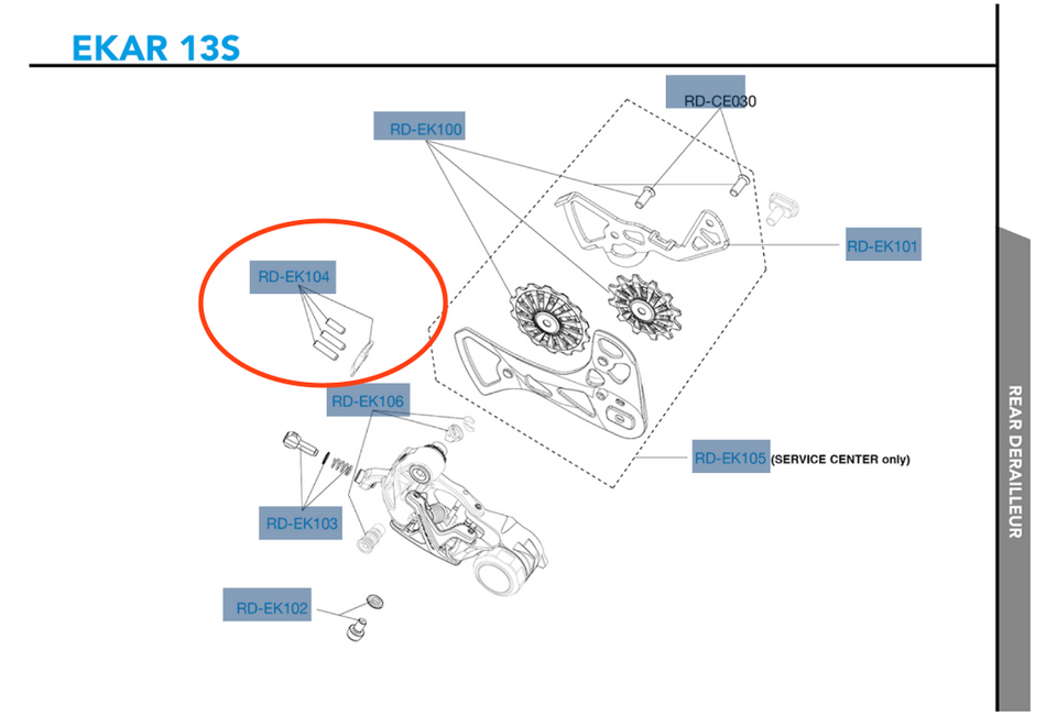 Campagnolo RD-EK104 Gear Throw Adjusting Screws/ Spring For EKAR 13speed Rear Derailleur
