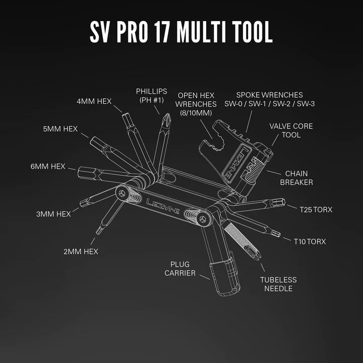 Lezyne SV Pro 17 Compact Multi Tool Ideal For Tubeless For All Bikes