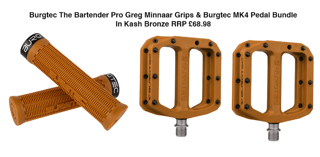 Burgtec The Bartender Pro Greg Minnaar Handlebar Grips & MK4 Pedal MTB Bundle Kash Bronze